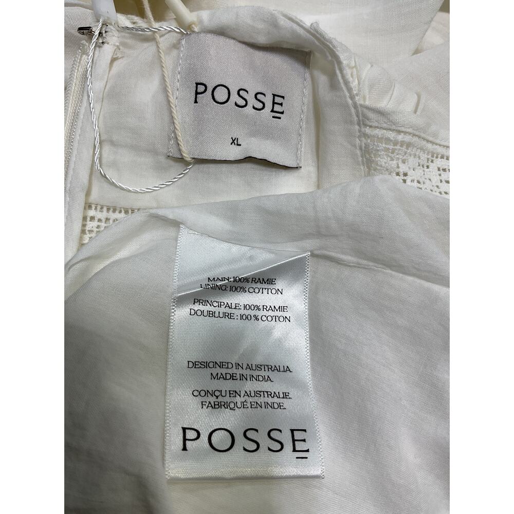 The Posse Lace Trimmed White Grace Maxi Dress Size XL NWT - Picture 4 of 4